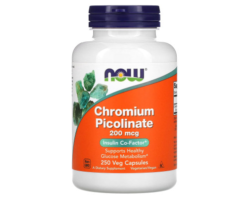Хром піколінат, Chromium Picolinate, Now Foods, 200 мкг, 250 капсул