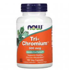 Хром, Tri-Chromium, Now Foods, 500 мкг, 180 вегетаріанських капсул