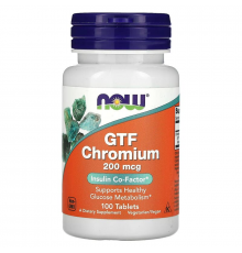 Хром, GTF Chromium, Now Foods, 200 мкг, 100 таблеток