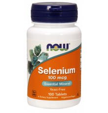 Селен, Selenium, Now Foods, без дріжджів, 100 мкг, 100 таблеток