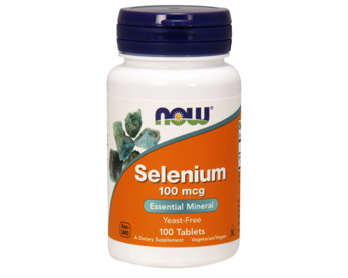 Селен, Selenium, Now Foods, без дріжджів, 100 мкг, 100 таблеток
