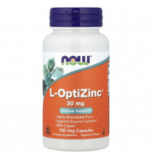 ОптіЦинк, L-OptiZinc, Now Foods, 30 мг, 100 вегетаріанських капсул