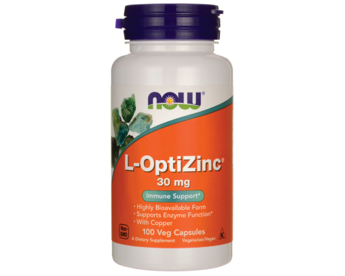 ОптіЦинк, L-OptiZinc, Now Foods, 30 мг, 100 вегетаріанських капсул