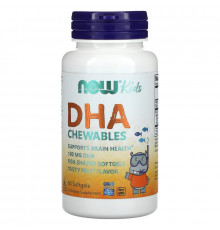 Риб'ячий жир для дітей з фруктовим смаком, Kid's DHA, Now Foods, 100 мг, 60 гелевих капсул