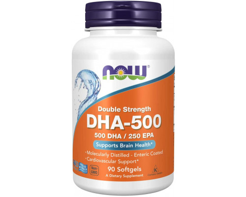 Докозагексаєнова кислота (ДГК), DHA-500, Now Foods, подвійна сила, 90 гелевих капсул