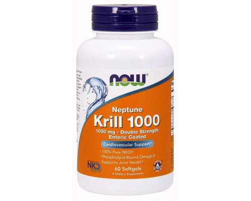 Масло криля Neptune, Krill, Now Foods, подвійна сила, 1000 мг, 60 капсул