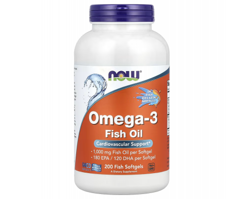 Омега-3 риб'ячий жир, Omega-3 Fish Oil, NOW Foods, 2000 мг, 200 рибних гелевих капсул (1000 мг у капсулі)