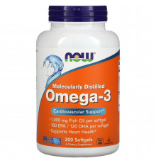 Омега-3 риб'ячий жир, Omega-3 Fish Oil, Now Foods, 2000 мг, 200 рибних капсул (1000 мг на капсулу)