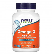Омега-3 риб'ячий жир, Omega-3 Fish Oil, NOW Foods, 1000 мг, 180 ЕПК/ 120 ДГК, в кишковорозчинній оболонці, 90 гелевих капсул