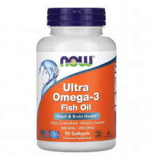 Супер омега 3, Ultra Omega-3, Now Foods, 500 EPA / 250 DHA, 90 капсул з кишковорозчинною оболонкою