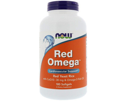 Червоний рис, омега і коензим Q10, Red Omega, Now Foods, 30 мг, 180 капсул