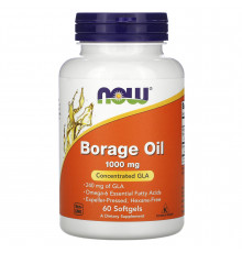 Масло огірочника (Borage Oil), Now Foods, концентрація ГЛК, 1000 мг, 60 гелевих капсул