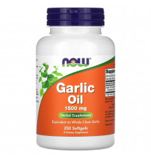 Часникова олія, Garlic Oil, Now Food, 1500 мг, 250 гелевих капсул