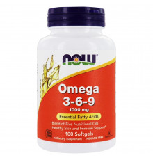 Омега 3 6 9, Omega 3-6-9, Now Foods, 1000 мг, 100 гелевих капсул