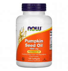 Гарбузова олія, Pumpkin Seed Oil, NOW Now Foods, 1000 мг, 100 гелевих капсул (500 мг в одній гелевій капсулі)