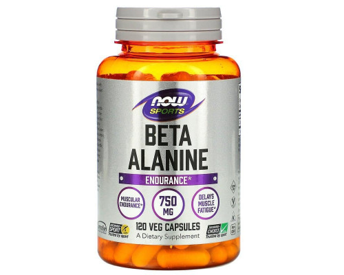 Бета-аланін, Beta-Alanine, NOW Foods, Sports, для витривалості, 750 мг, 120 вегетаріанських капсул