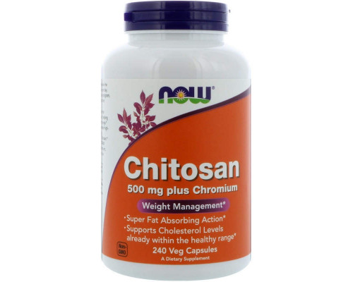 Хітозан та хром для схуднення, Chitosan, Now Foods, 500 мг, 240 капсул