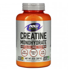 Креатин моногідрат, Creatine Monohydrate, Now Foods, Sports, чистий порошок, 227 г