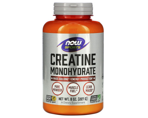 Креатин моногідрат, Creatine Monohydrate, Now Foods, Sports, чистий порошок, 227 г