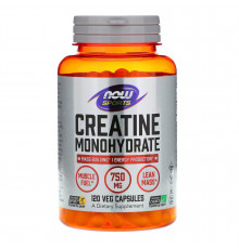 Креатин моногідрат, Creatine Monohydrate, Now Foods, Sports, 750 мг, 120 вегетаріанських капсул