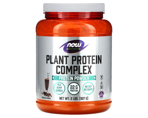 Протеїн рослинний, Plant Protein, Now Foods, комплекс з лободи, гороху та конопель, смак шоколадного мокко, 907 г