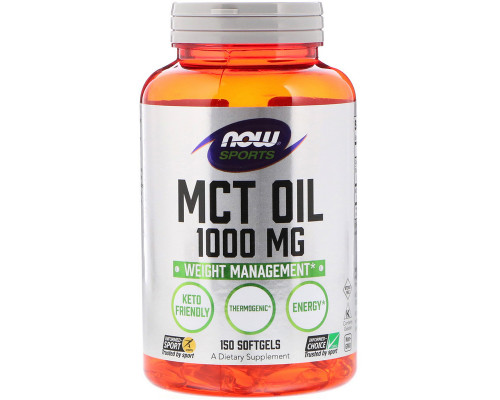 Масло МСТ для схуднення, MCT Oil, Now Foods, Sports, 1000 мг, 150 капсул
