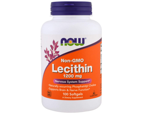 Лецитин, Lecithin, Now Foods, 1200 мг, 100 гелевих капсул