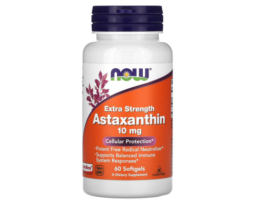 Астаксантин, Astaxanthin, Now Foods, 10 мг, 60 капсул