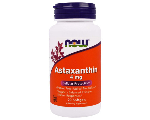 Астаксантин, Astaxanthin, Now Foods, 4 мг, 90 гелевих капсул