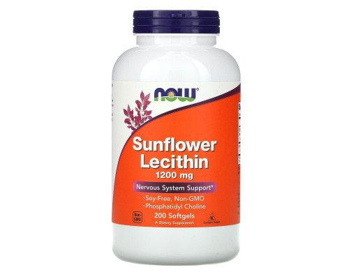 Соняшниковий лецитин, Sunflower Lecithin, Now Foods, 1200 мг, 200 гелевих капсул