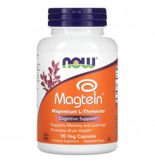 Магній L-треонат, Magtein, NOW Foods, когнітивна підтримка, 90 вегетаріанських капсул
