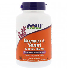 Пивні дріжджі, Brewer's Yeast, Now Foods, 1950 мг, 200 таблеток (650 мг у таблетці)