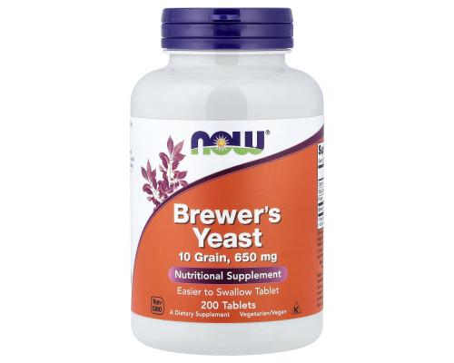 Пивні дріжджі, Brewer's Yeast, Now Foods, 650 мг, 200 таблеток