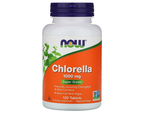 Хлорела, Chlorella, Now Foods, 1000 мг, 120 таблеток