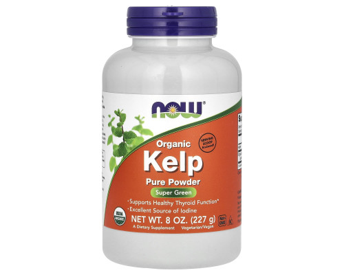 Бурі морські водорості, ламінарія, Kelp, NOW Foods, органічний порошок, 227 г