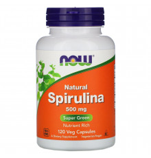 Спіруліна натуральна, Spirulina, NOW Foods, 500 мг, 120 вегетаріанських капсул