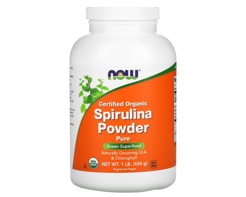 Спіруліна, сертифікований органічний порошок, Spirulina, Now Foods, 454 гр