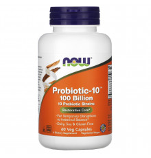 Пробіотики-10, Probiotic-10, Now Foods, 100 млрд, 60 рослинних капсул