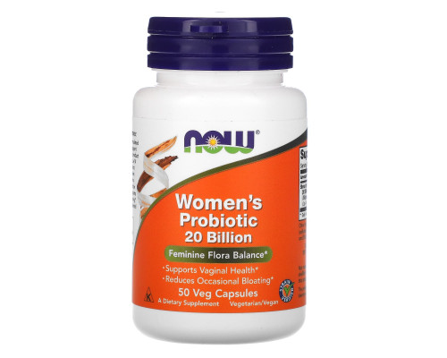 Пробіотики для жінок, Woman's Probiotic, Now Foods, 20 млрд КУО, 50 рослинних капсул