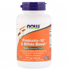 Пробіотик-10 з Bifido Boost, Probiotic-10, Now Foods, 25 млрд КУО, 90 вегетаріанських капсул