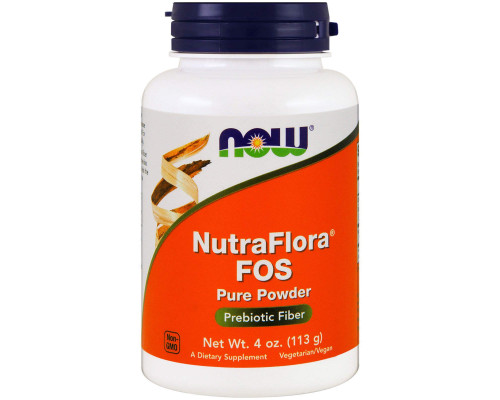 Фруктоолігосахариди, NutraFlora FOS, Now Foods, чистий порошок, 113 грам
