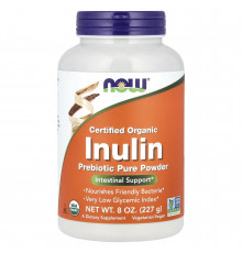 Інулін органічний, Inulin, Now Foods, чистий пребіотичний сертифікований порошок, 227 г