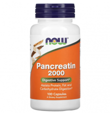 Панкреатин, Pancreatin 2000, Now Foods, 200 мг, 100 капсул