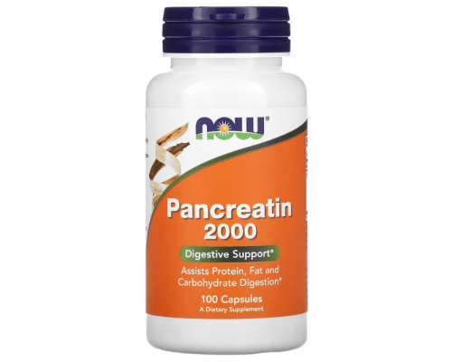 Панкреатин, Pancreatin 2000, Now Foods, 200 мг, 100 капсул