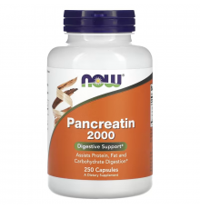 Панкреатин, Pancreatin 2000, Now Foods, 2000 мг, 250 капсул