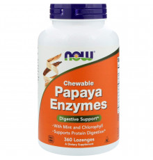 Папаїн, Papaya Enzymes, NOW Foods, жувальні ферменти, 360 льодяників