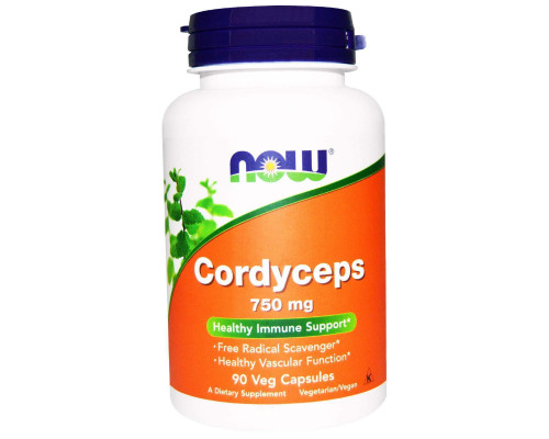 Кордіцепс, Cordyceps, Now Foods, 750 мг, 90 вегетаріанських капсул