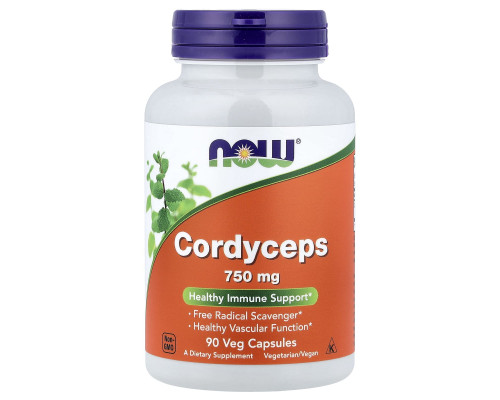 Кордіцепс, Cordyceps, Now Foods, 90 вегетаріанських капсул (750 мг на капсулу)