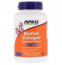 Колаген Біосил тип II, BioCell Collagen, Now Foods, гідролізований, 120 вегетаріанських капсул