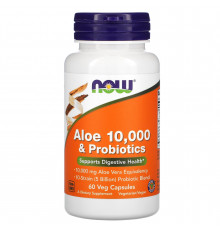 Алое вера 10000 і пробіотики, Aloe & Probiotics, Now Foods, 60 вегетатаріанських капсул